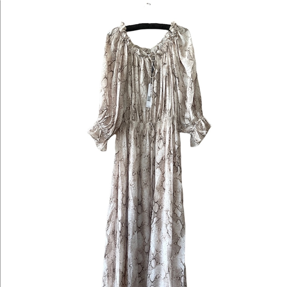 Elie Tahari Snakeskin-Print Silk Midi Dress Size S, M